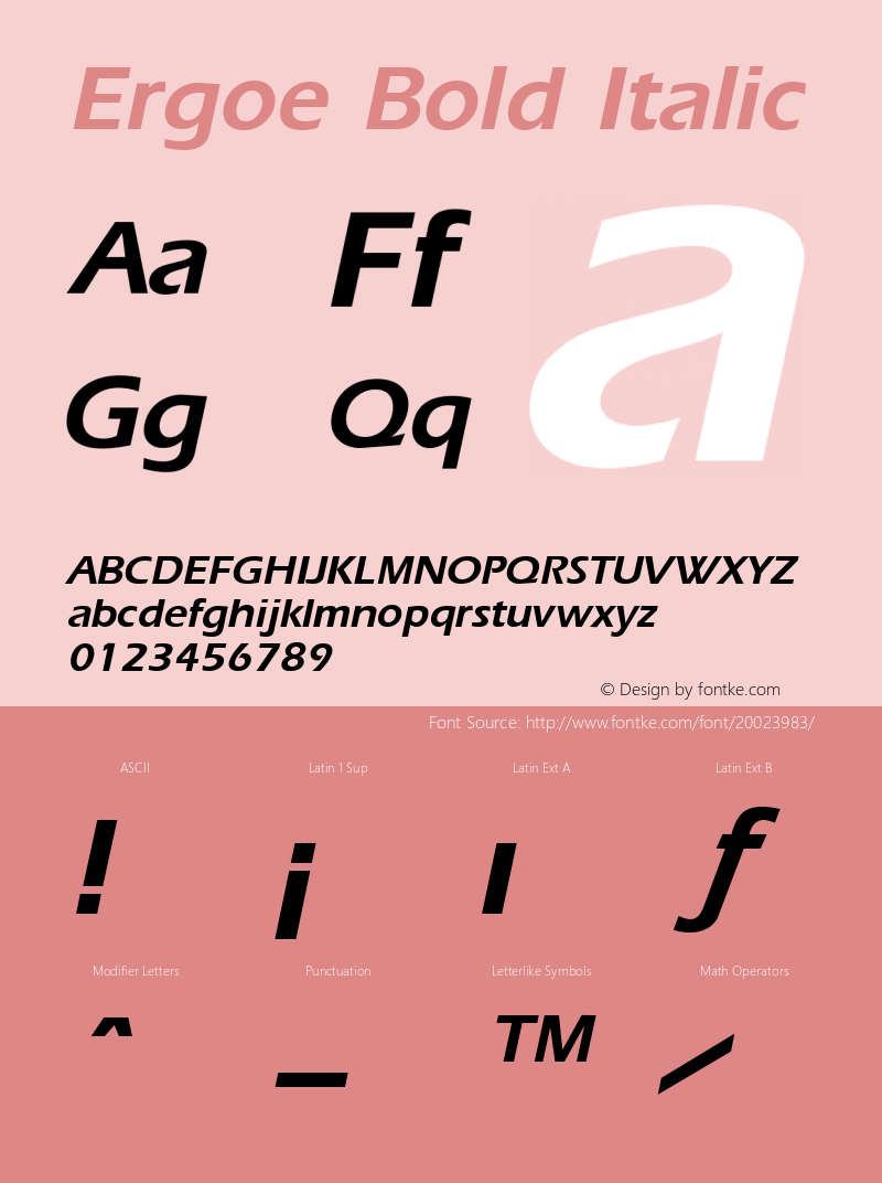 Ergoe Bold Italic Altsys Metamorphosis:12/19/95 Font Sample