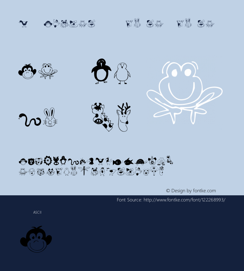 Just Animals W05 Regular Version 1.0 Font Sample