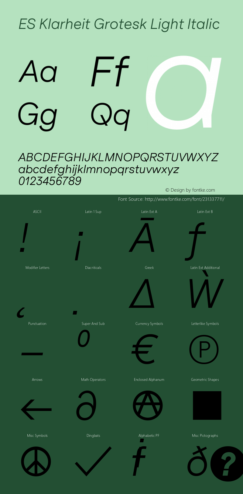 ES Klarheit Grotesk Light Italic Version 1.009图片样张