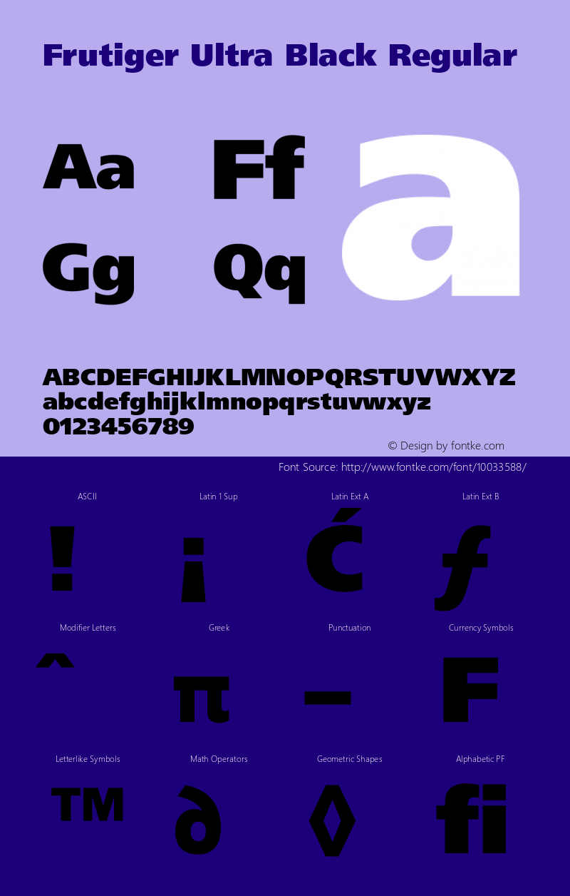 Frutiger Ultra Black Regular 1.001; 05-27-93 Font Sample