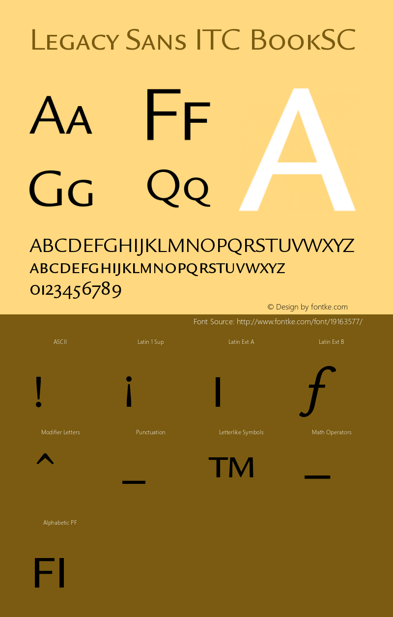 Legacy Sans ITC Book SC Version 001.005 Font Sample