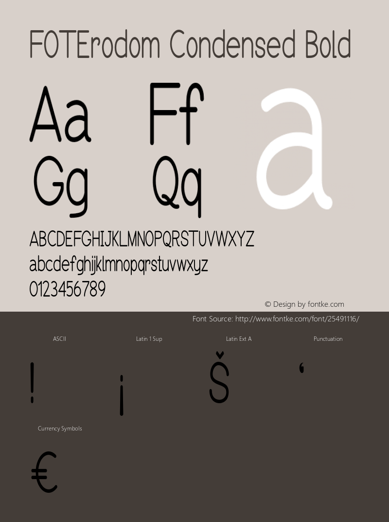 FOTErodom-CondensedBold Version 1.000 Font Sample