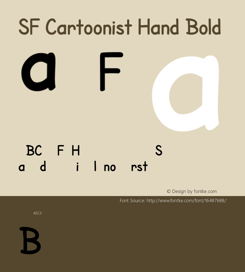 SF Cartoonist Hand Bold ver 2.0; 2000. Freeware. Font Sample