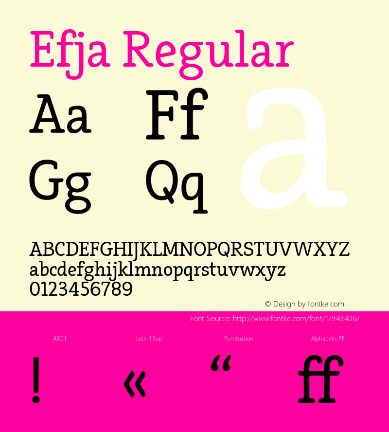 Efja Regular Version 1.000 Font Sample