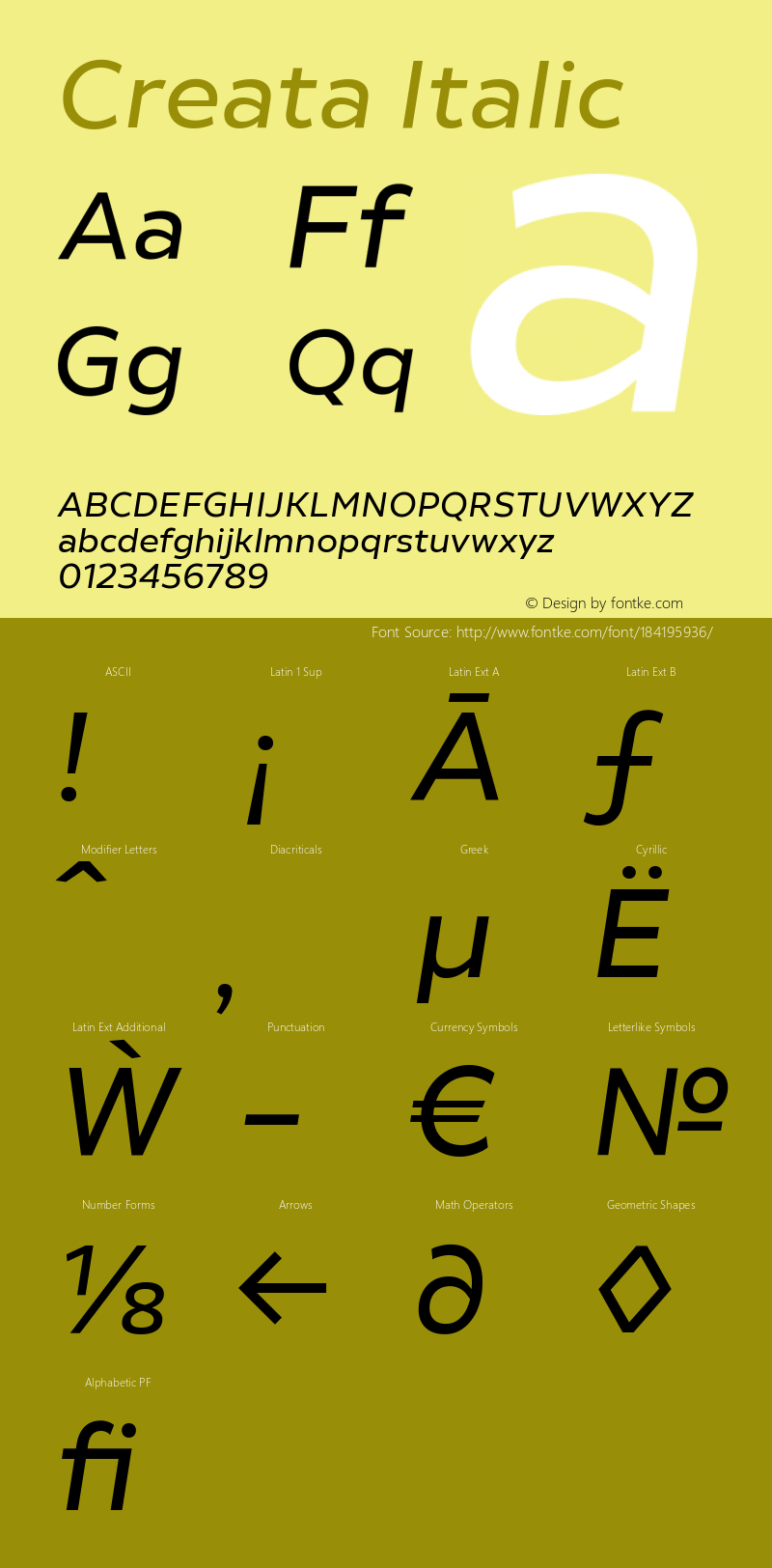 Creata-Italic Version 1.0 | wf-rip by RD图片样张