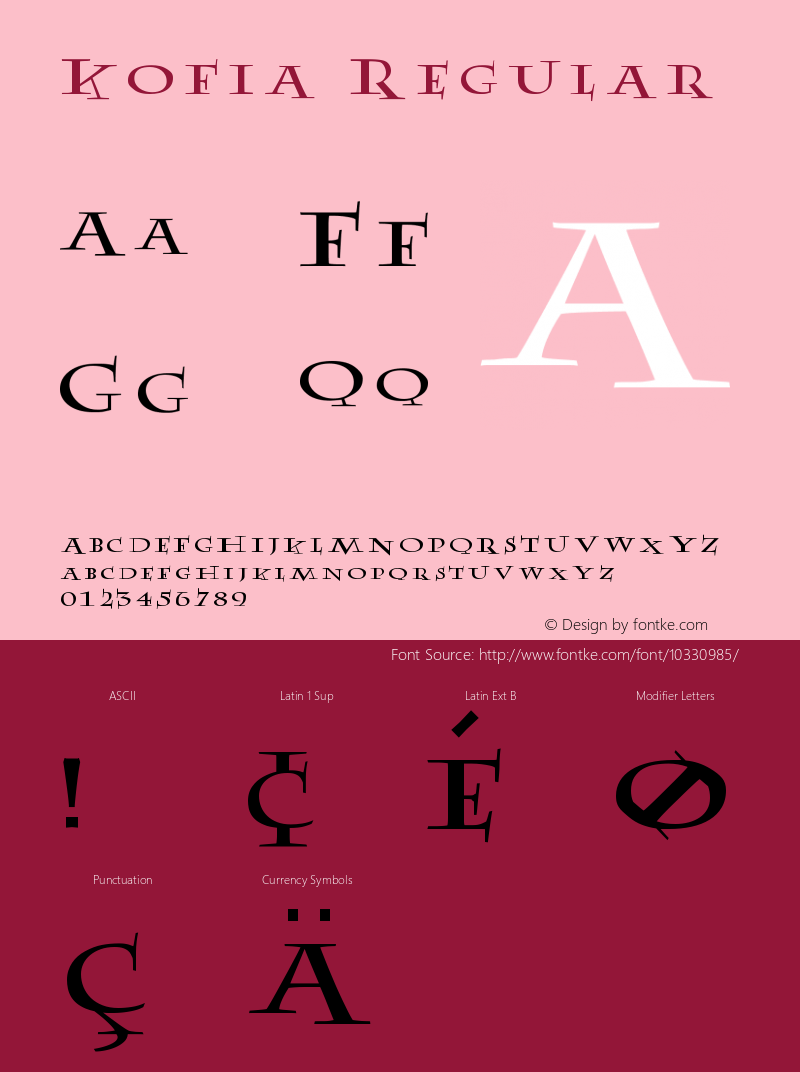 Kofia Regular 1.000 Font Sample