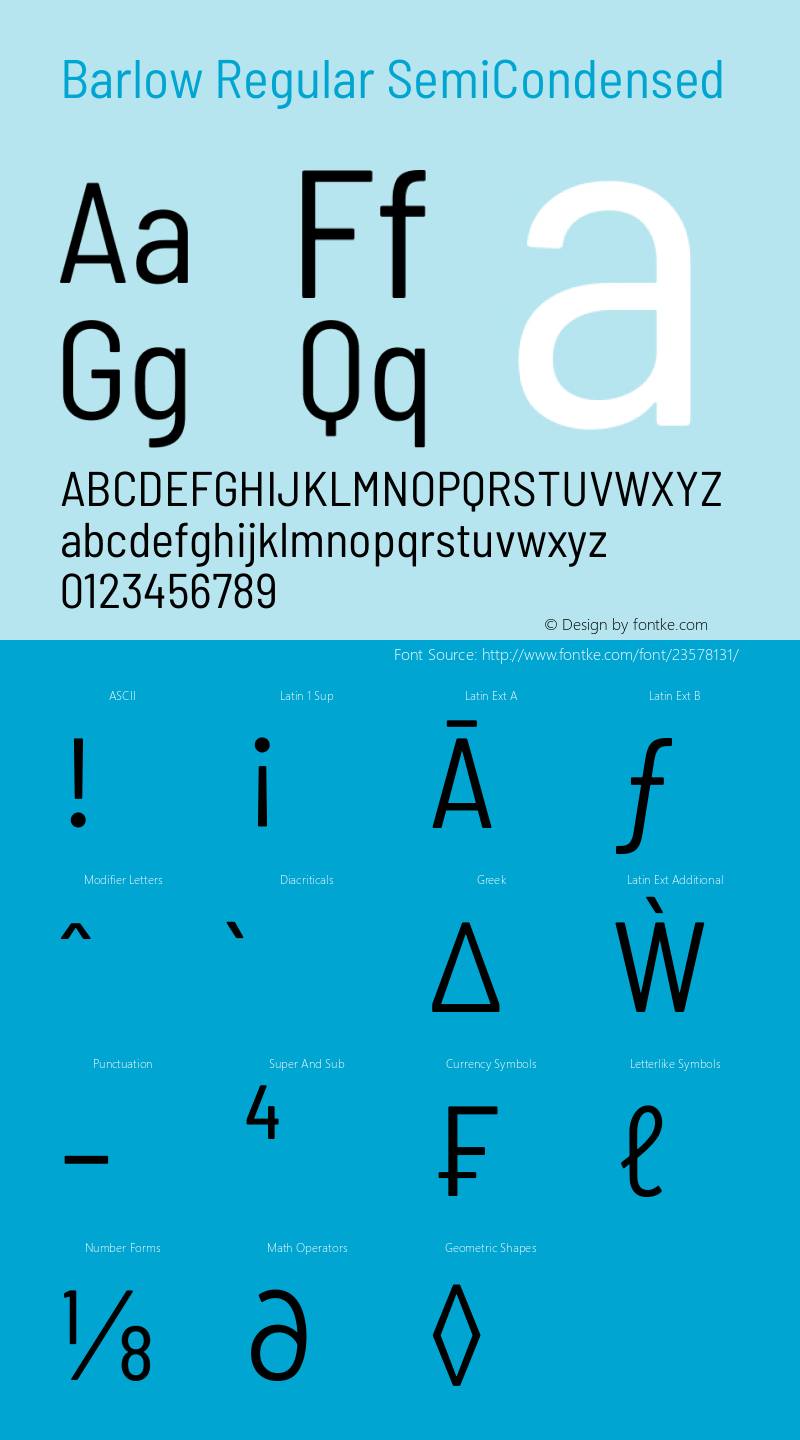 Barlow Regular SemiCondensed Development Version Font Sample