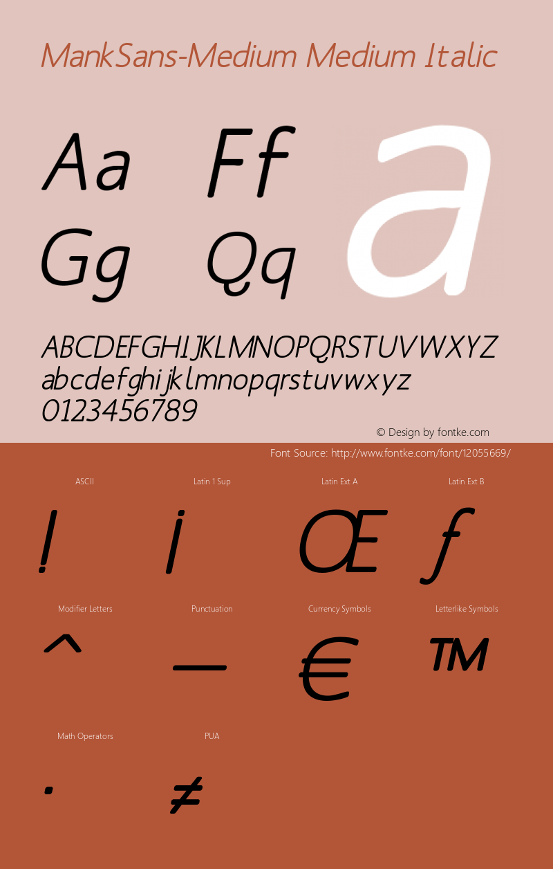 MankSans-Medium Medium Italic 1.0 2004-03-31 Font Sample