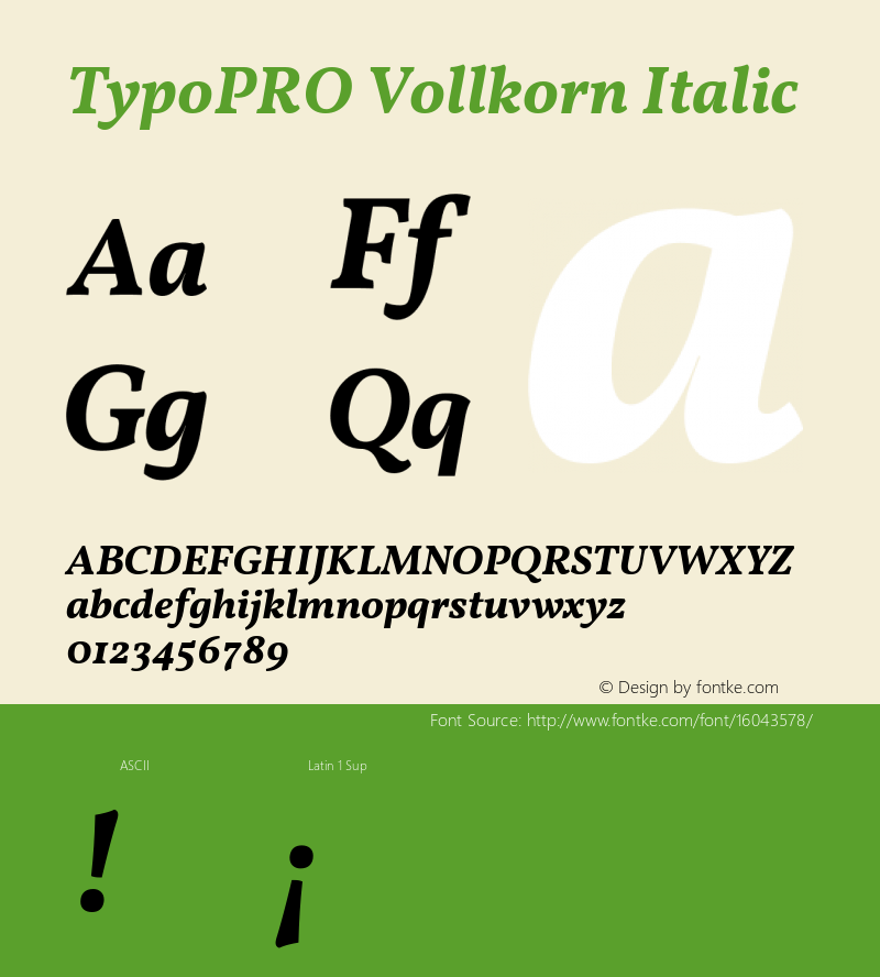 TypoPRO Vollkorn Italic Version 3.005;PS 003.005;hotconv 1.0.70;makeotf.lib2.5.58329 Font Sample