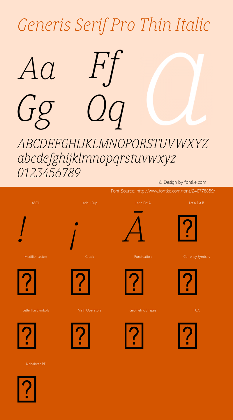 Generis Serif Pro Thin Italic Version 1.00图片样张