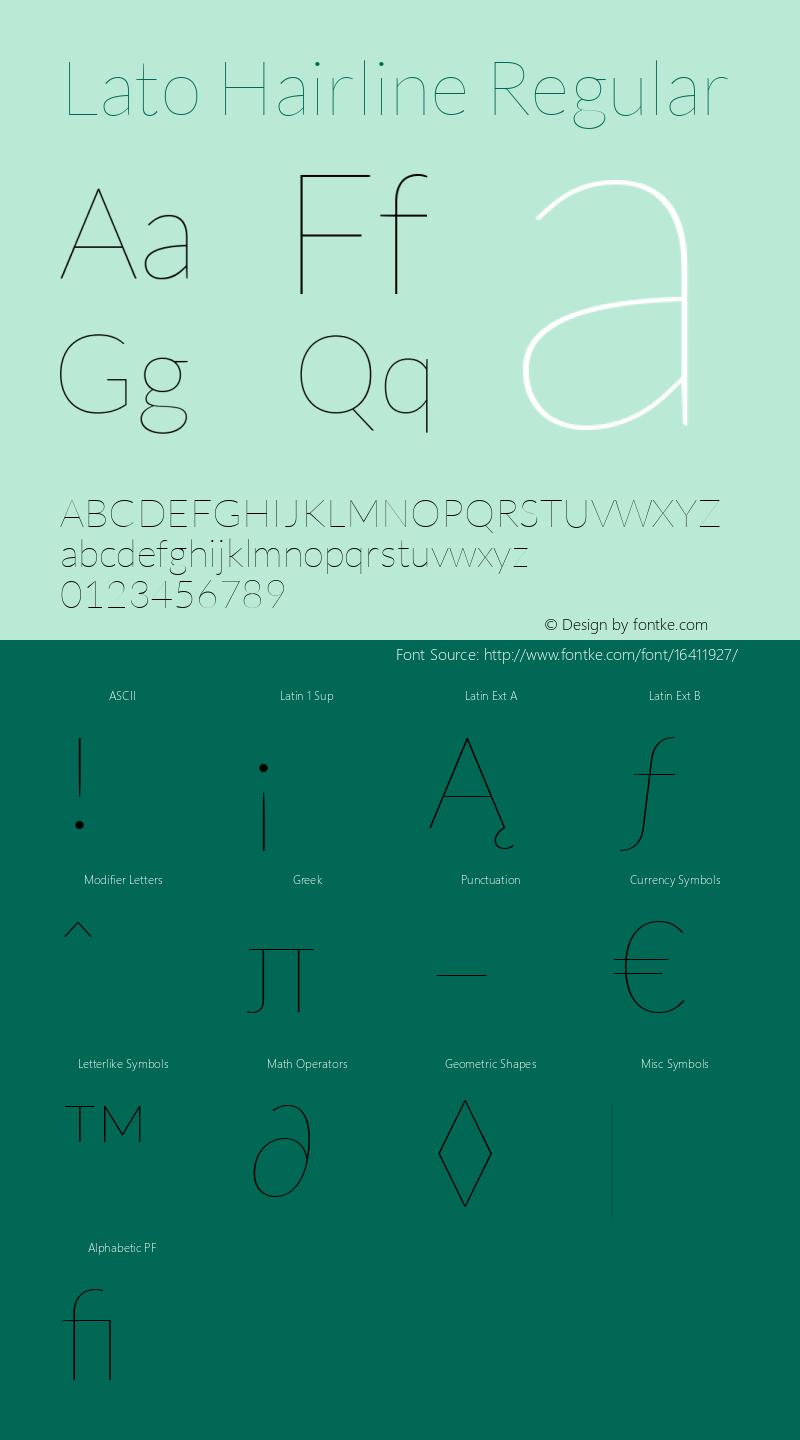 Lato Hairline Regular Version 1.104; Western+Polish opensource Font Sample