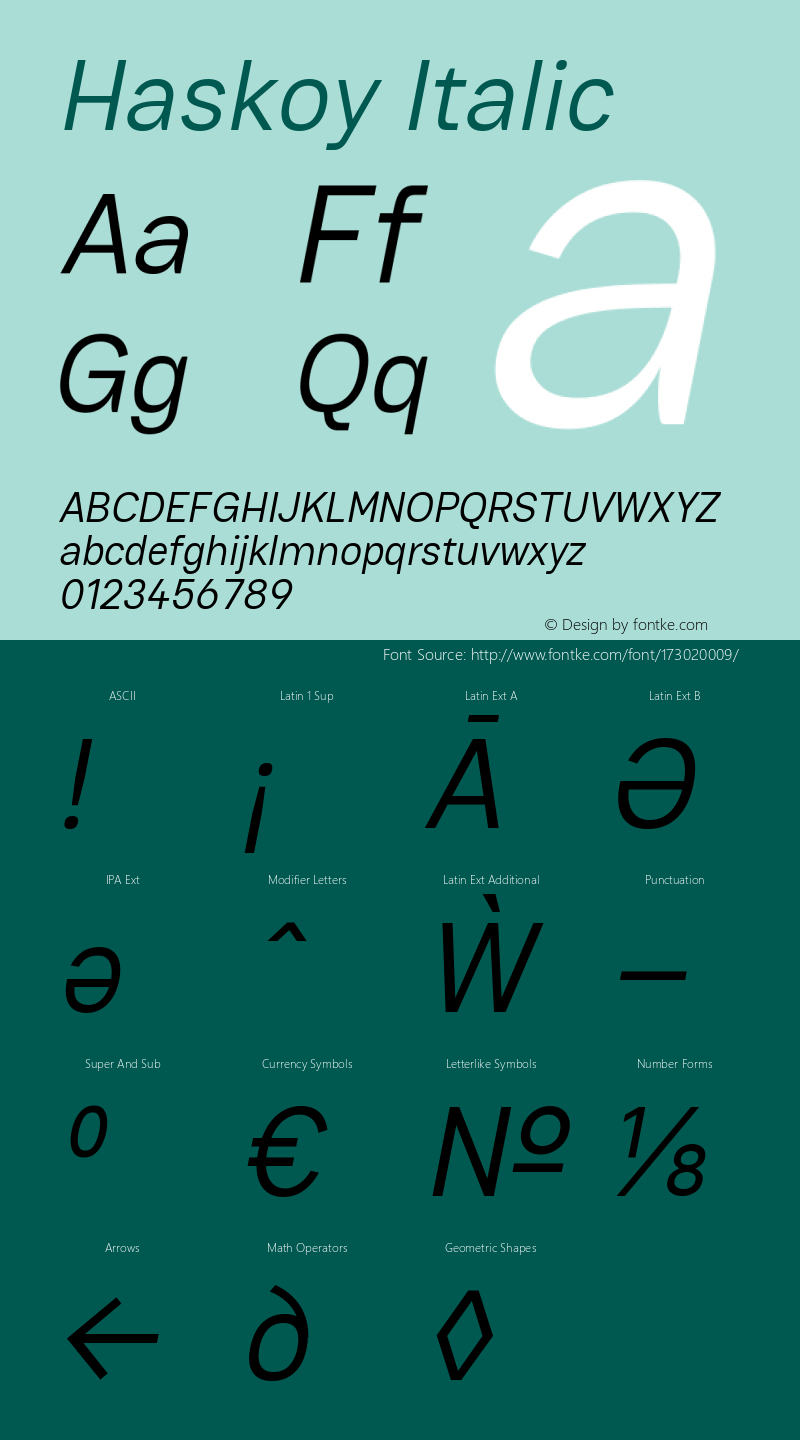 Haskoy Italic Version 1.500; ttfautohint (v1.8.3)图片样张