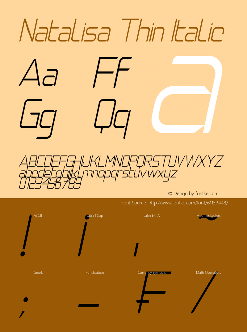 Natalisa Thin Italic Version 1.00;March 27, 2020;FontCreator 13.0.0.2613 64-bit Font Sample