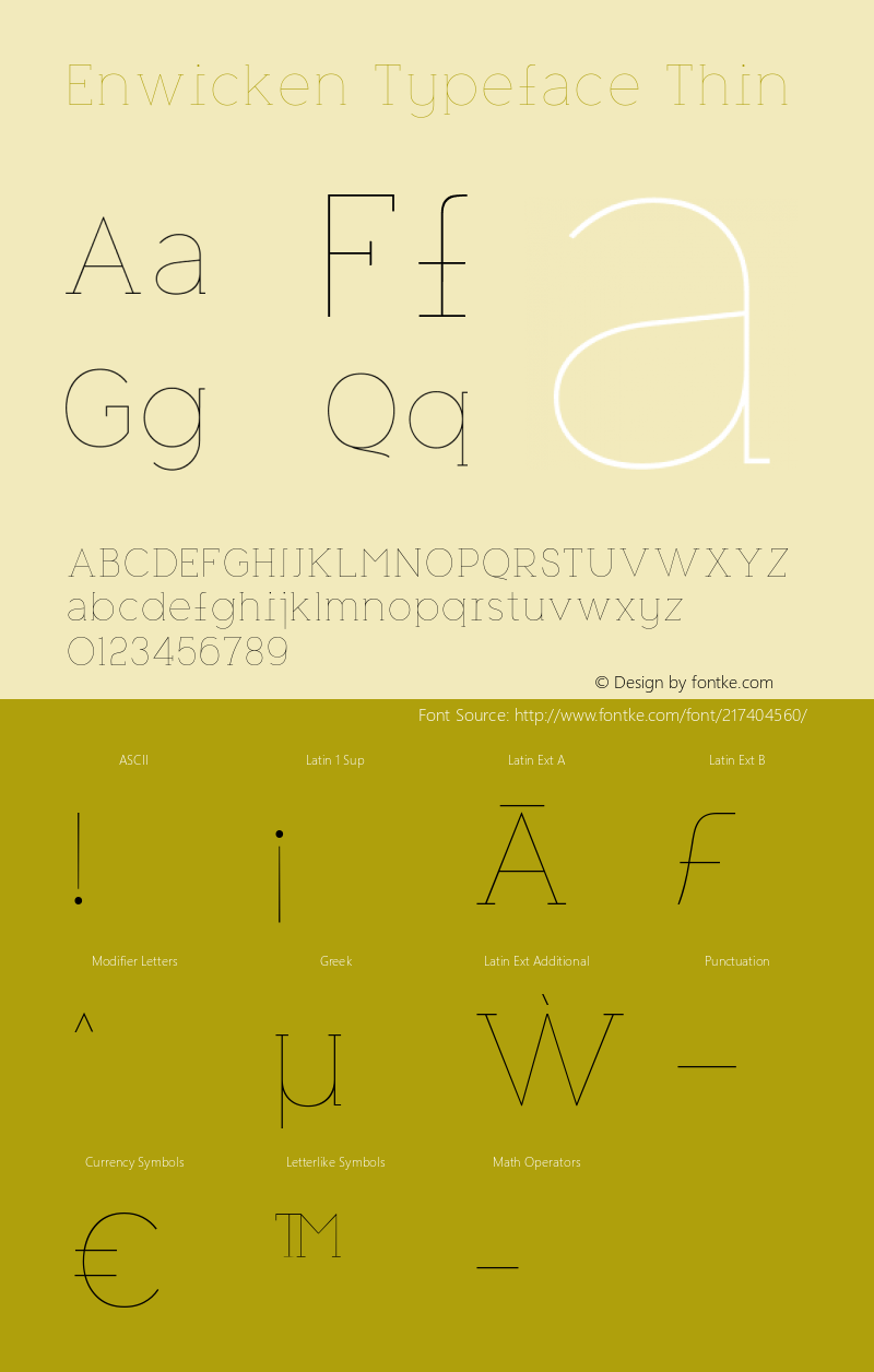 Enwicken Typeface Thin Version 1.000图片样张