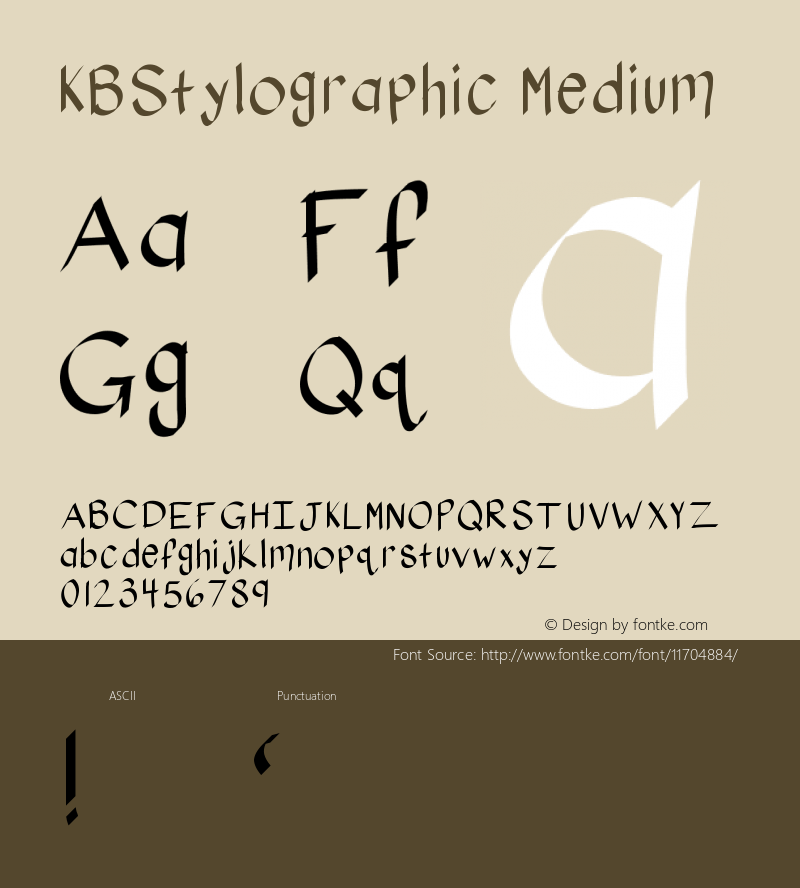 KBStylographic Medium Version 001.000 Font Sample