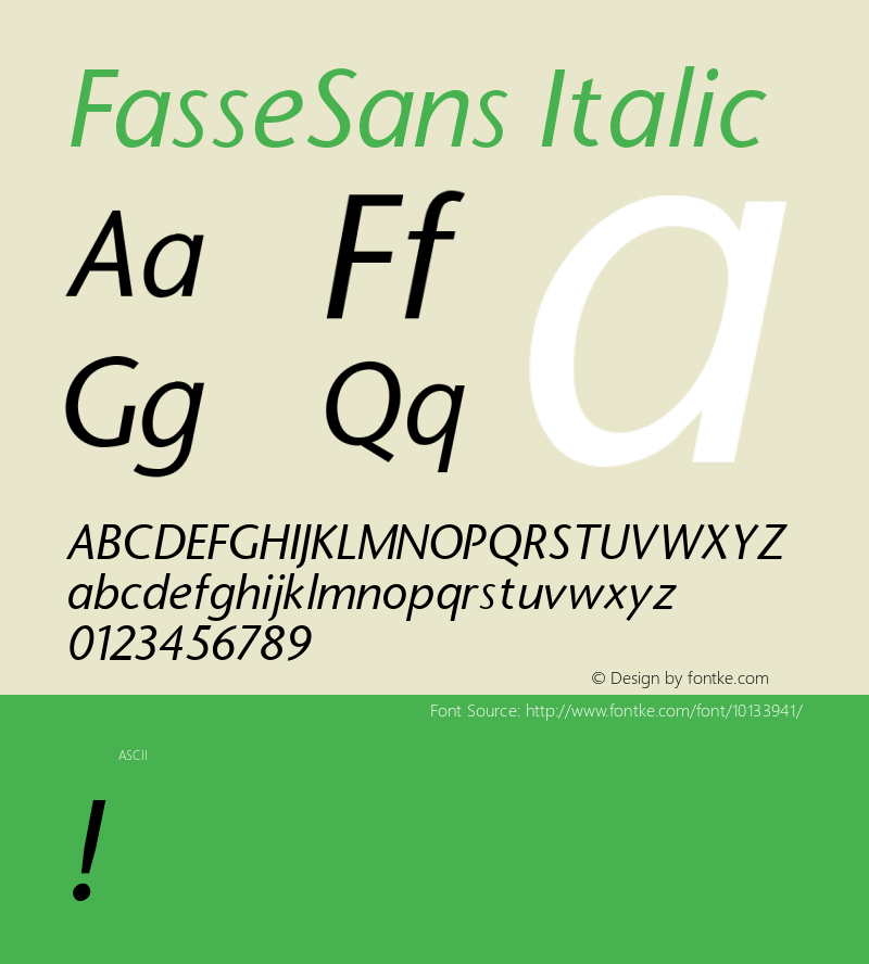 FasseSans Italic Unknown Font Sample