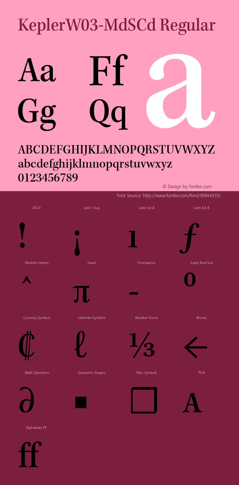 KeplerW03-MdSCd Regular Version 1.00 Font Sample