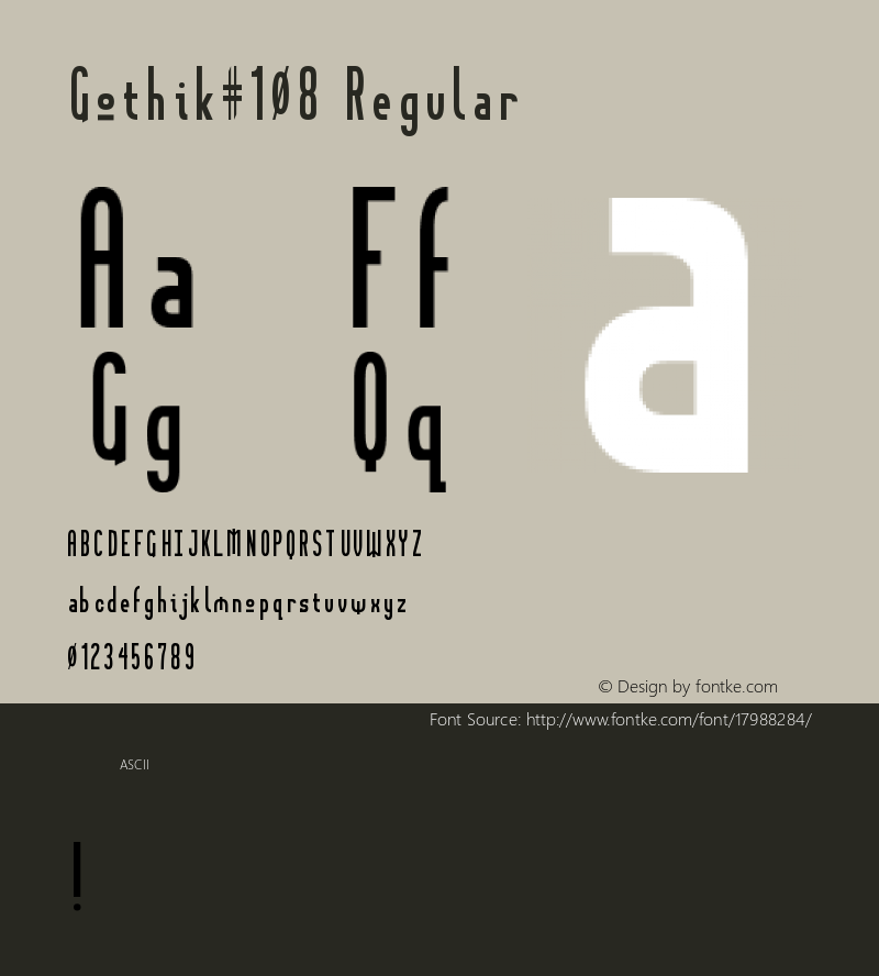 Gothik#108 Regular Version 1.0 Font Sample