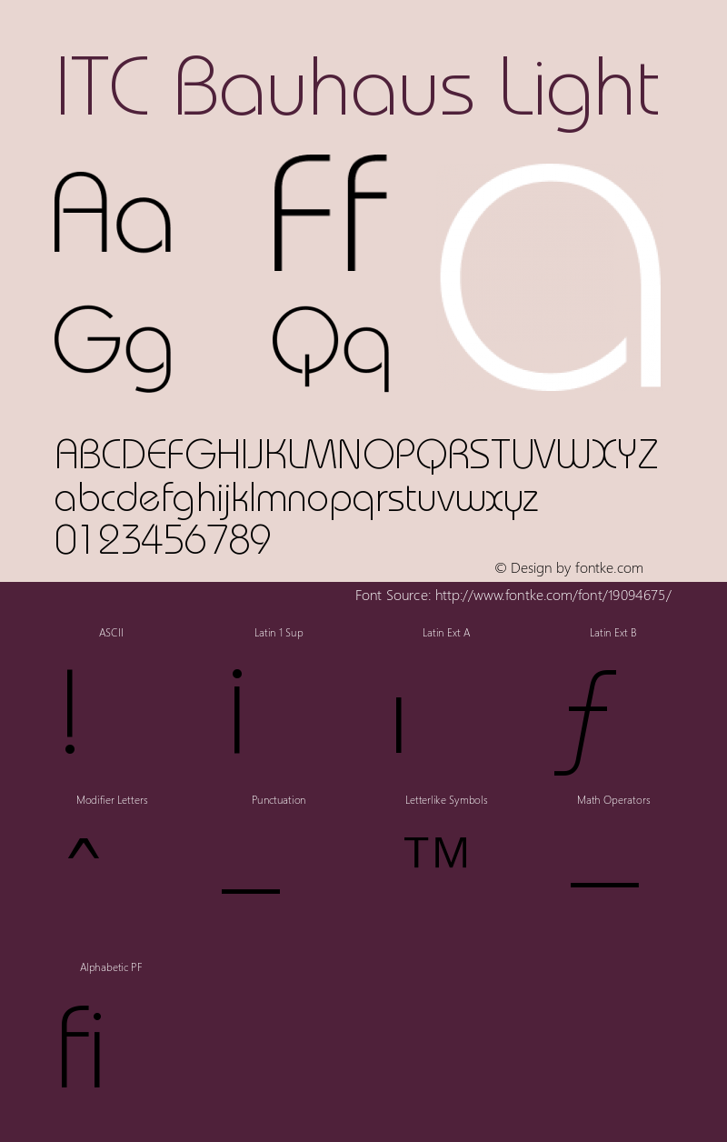 ITC Bauhaus Light Version 003.001 Font Sample