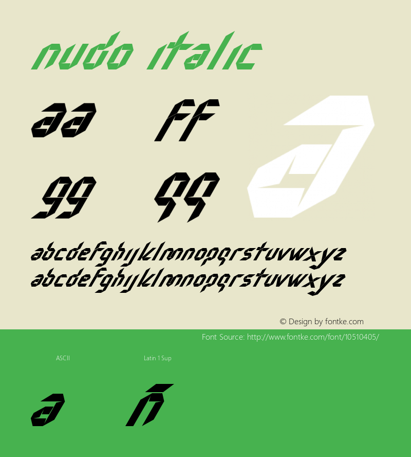 Nudo Italic Version 1.0 Font Sample