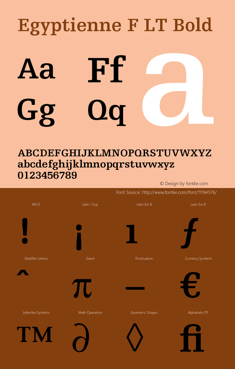 Egyptienne F LT Bold Version 006.000 Font Sample