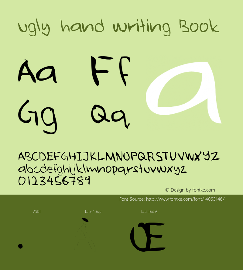 ugly hand writing Book Version 001.000 Font Sample