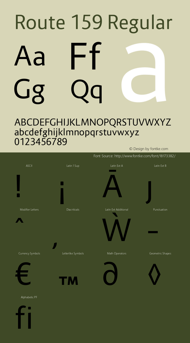 Route 159 Regular Version 1.100 Font Sample