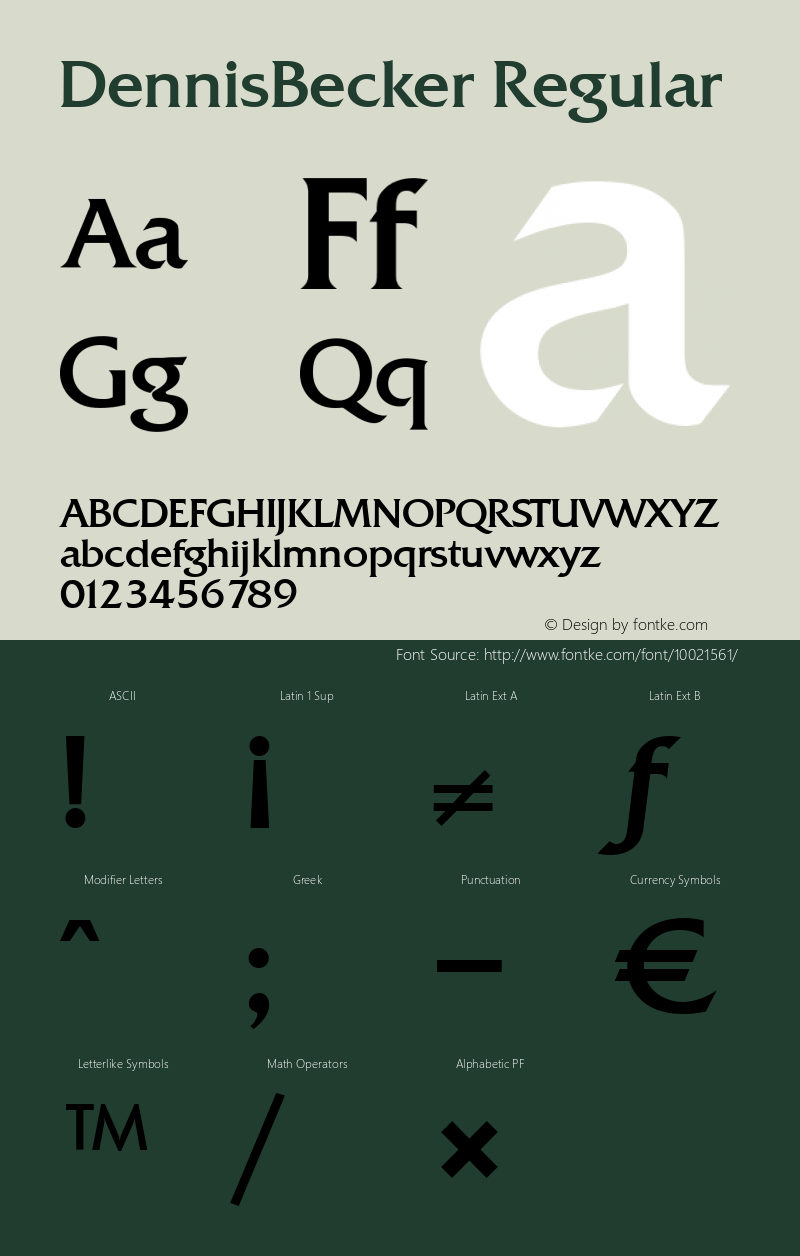 DennisBecker Regular 001.000 Font Sample