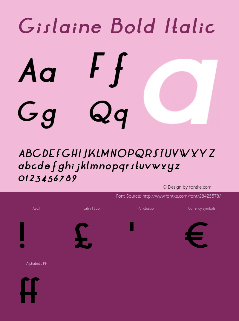 Gislaine Bold Italic Version 1.002;Fontself Maker 3.1.0 Font Sample