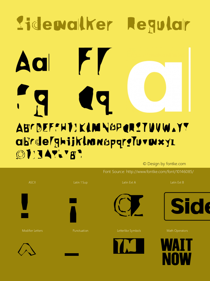 Sidewalker Regular Version 001.000 Font Sample