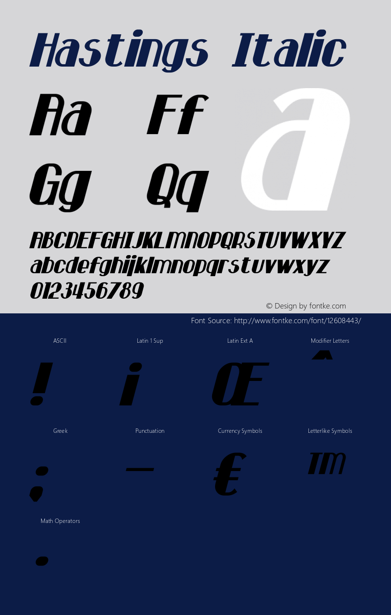 Hastings Italic Version 1.00 March 5, 2015, initial release Font Sample