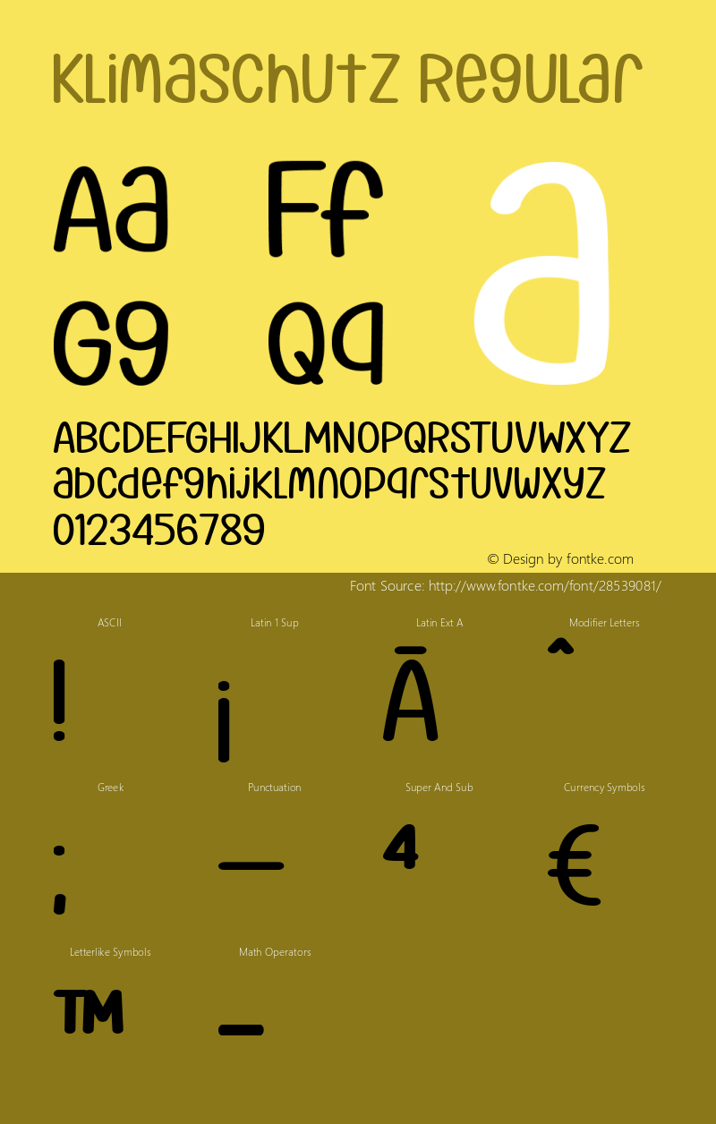 Klimaschutz Version 1.00;February 6, 2019;FontCreator 11.5.0.2422 64-bit Font Sample