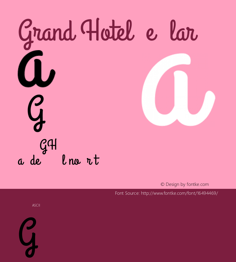 Grand Hotel Regular Version 001.000 Font Sample