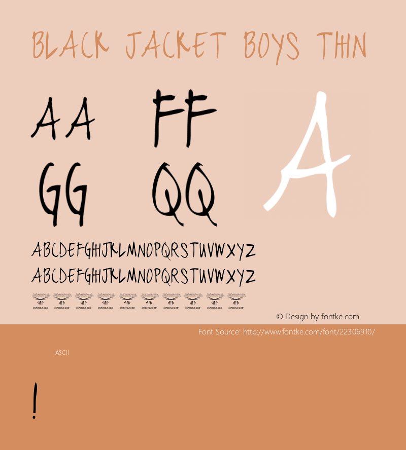 black jacket boys Thin Version 1.00 2015 Font Sample