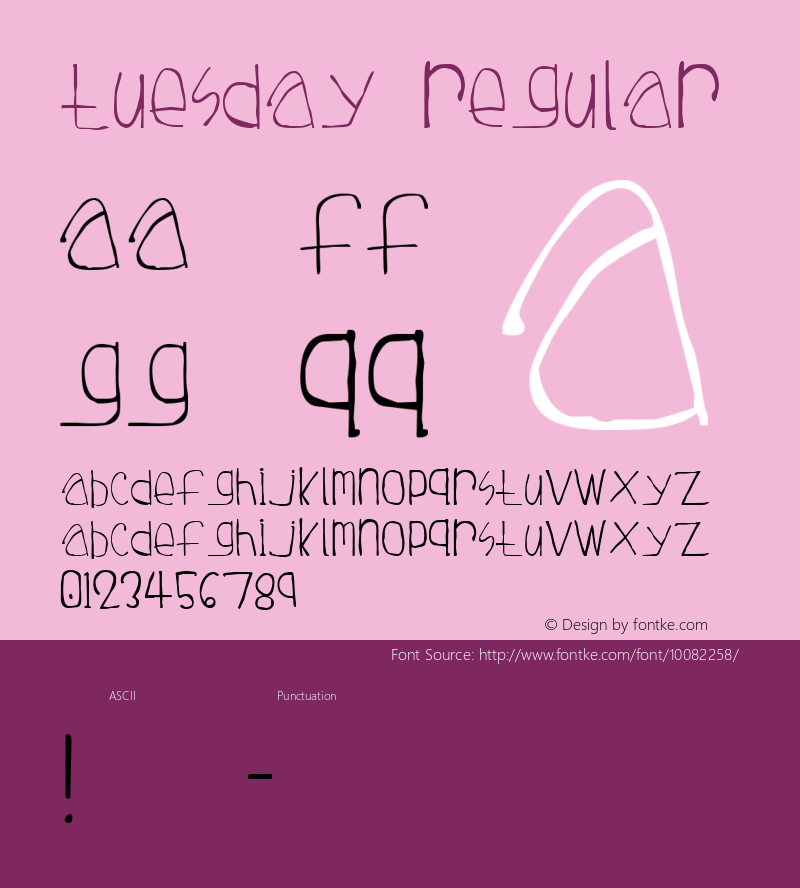 Tuesday Regular Revision 1 - 3 June 1997 - TM7 Font Sample