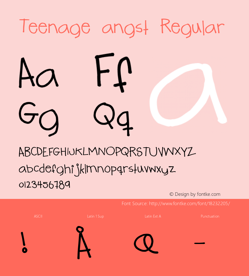 Teenage angst Regular 2 Font Sample