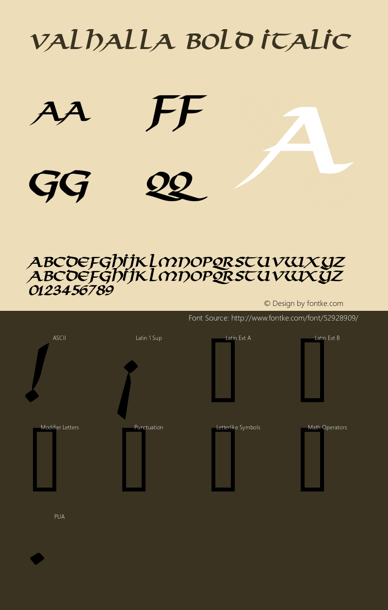 ValhallaBoldItalic Altsys Fontographer 4.1 1/10/95 {DfLp-URBC-66E7-7FBL-FXFA} Font Sample