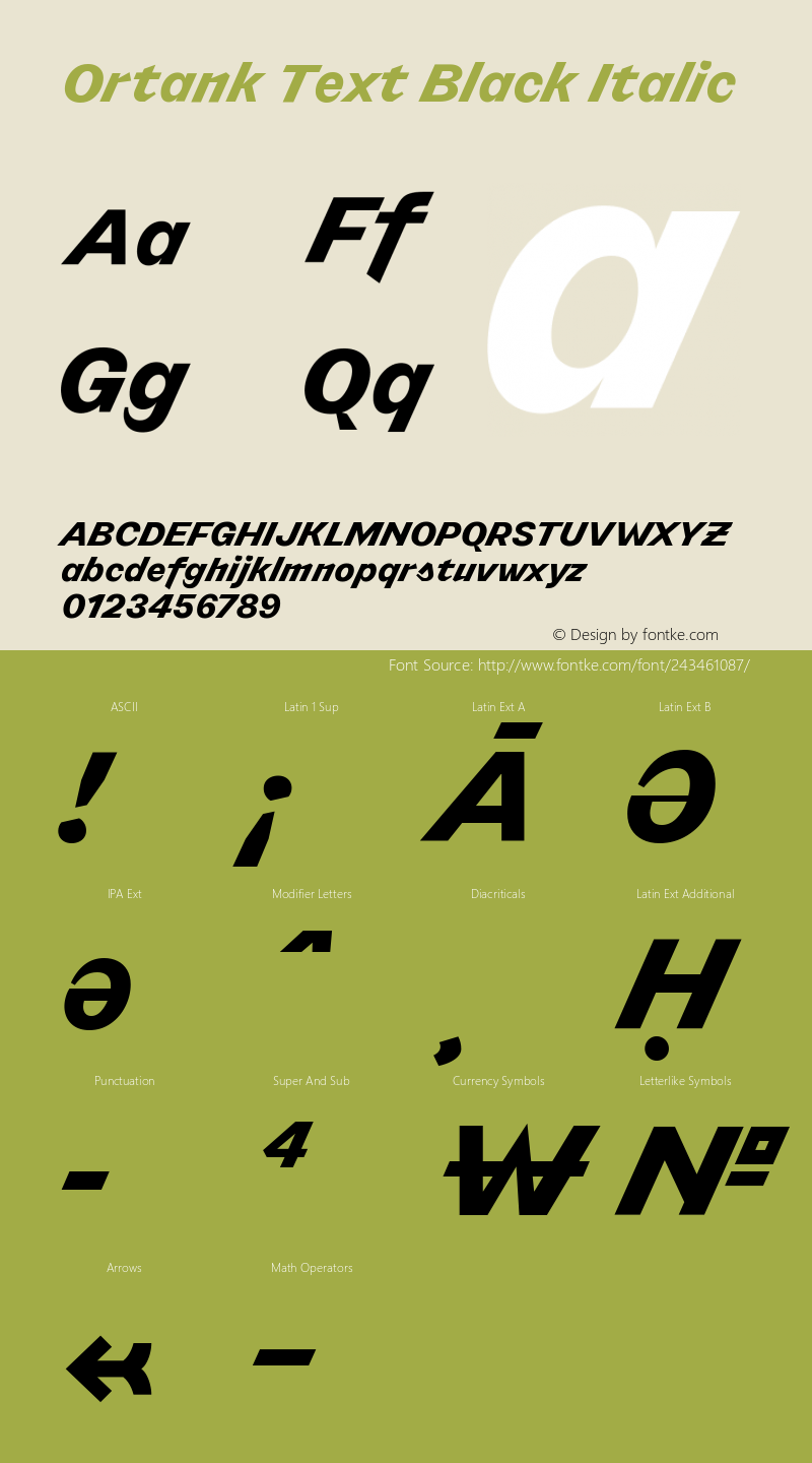 Ortank Text Black Italic Version 1.000 | web-ttf图片样张