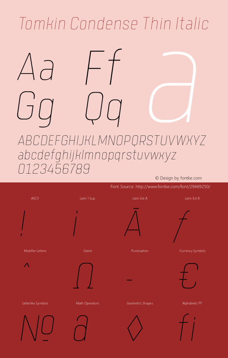 Tomkin Condense Thin Italic Version 1.000;YWFTv17 Font Sample
