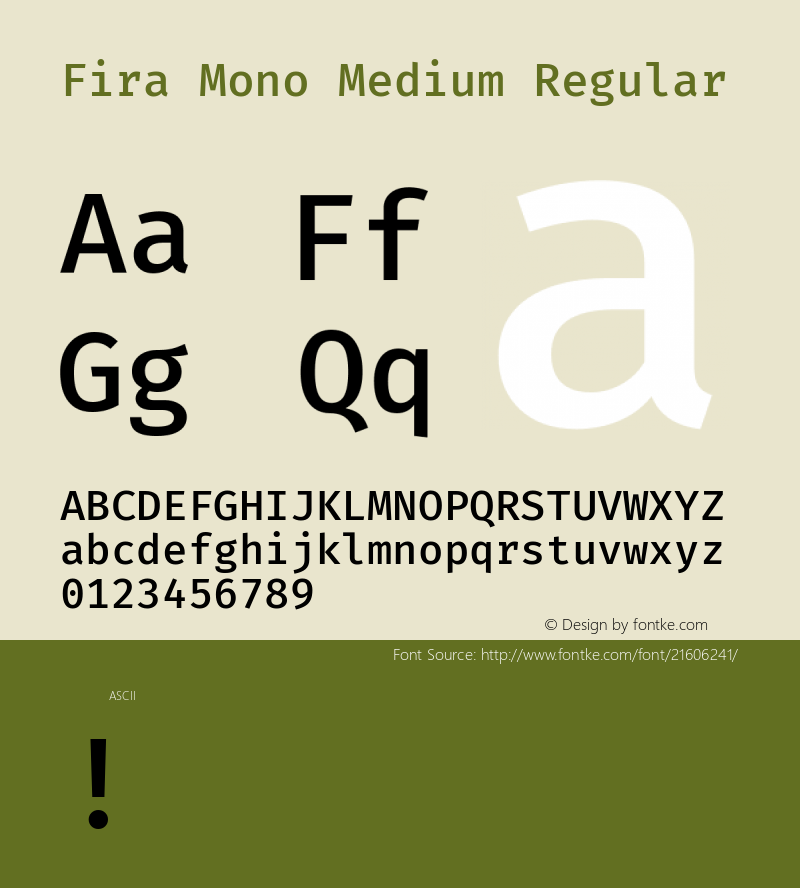 Fira Mono Medium Regular  Font Sample