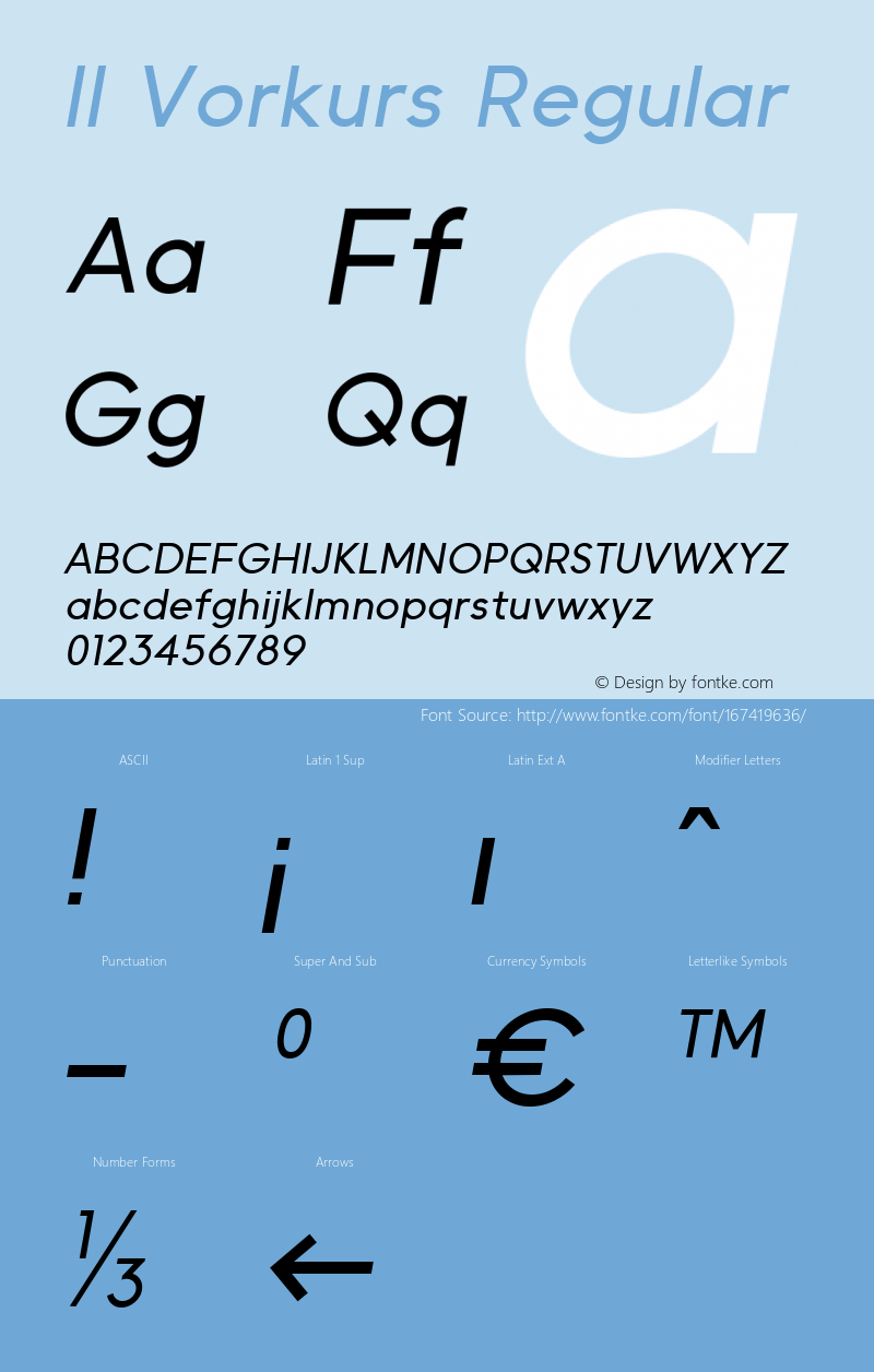 II Vorkurs Medium Oblique Version 1.011 Font Sample