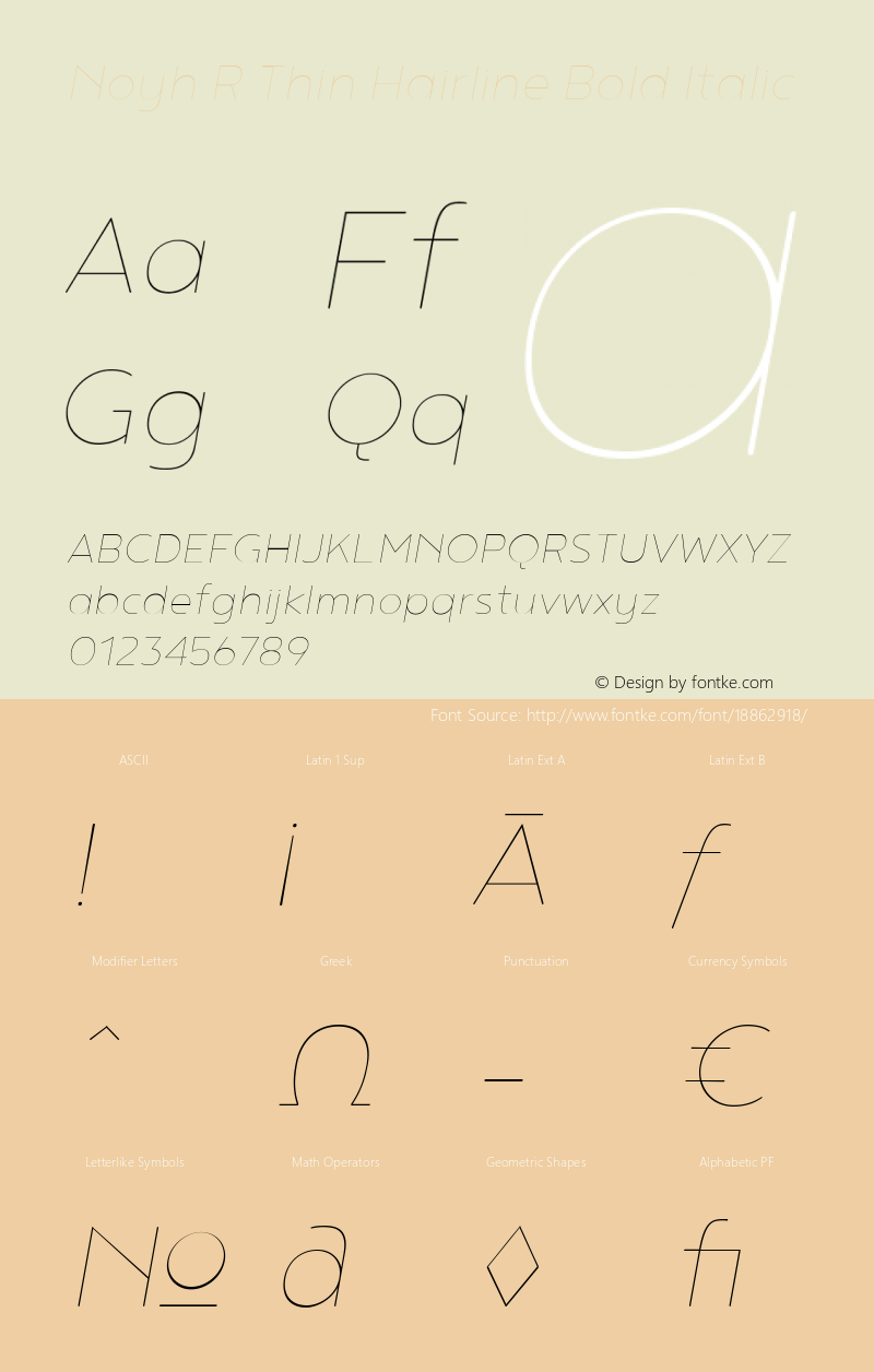 Noyh R Thin Hairline Bold Italic Version 1.000 Font Sample