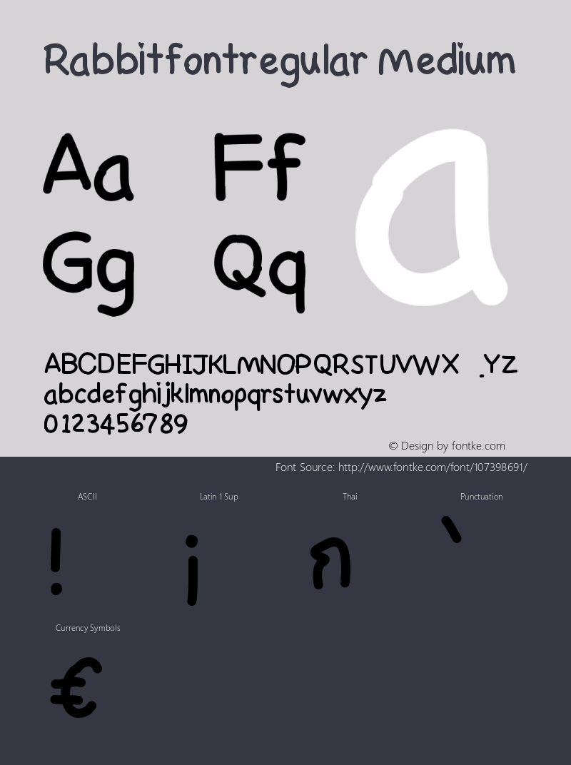 Rabbitfontregular Version 001.000 Font Sample