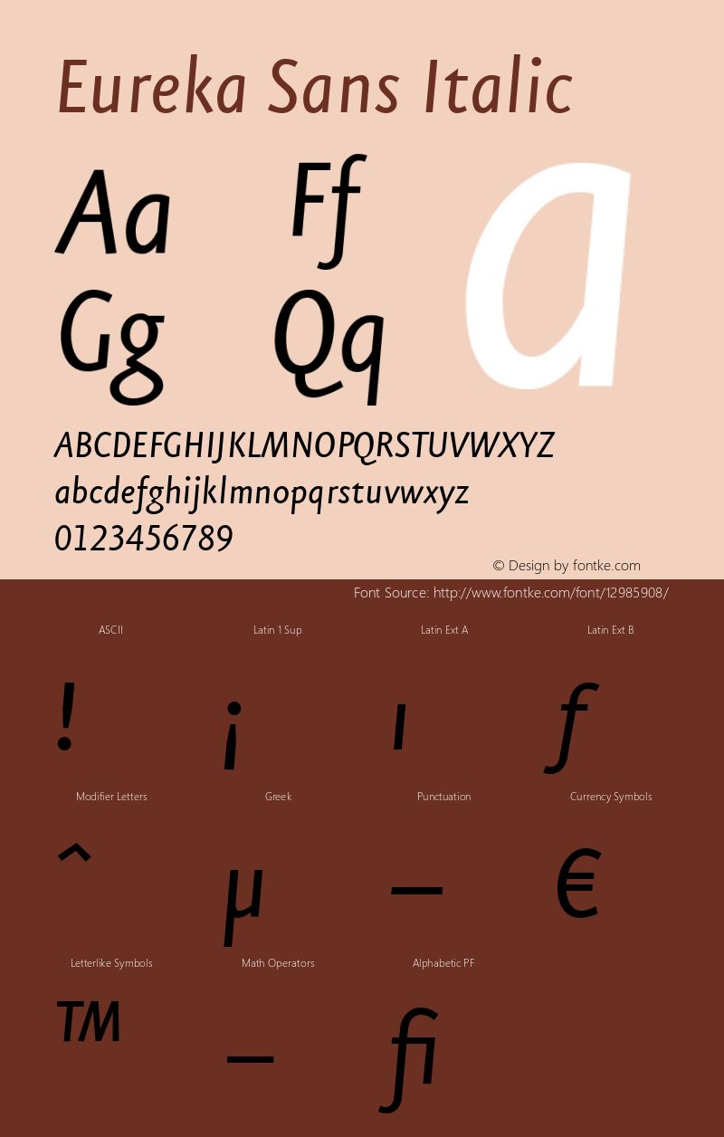 Eureka Sans Italic 004.301 Font Sample