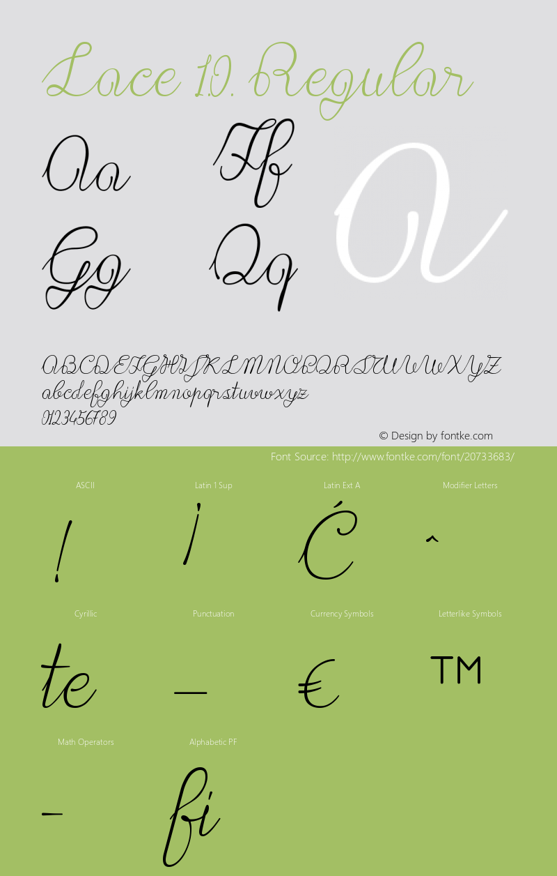 Lace1.0. 1.002 Font Sample