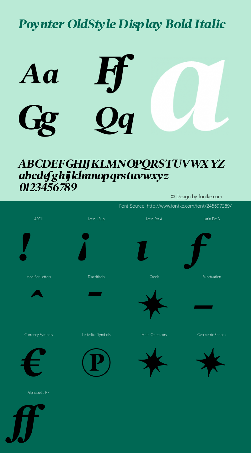 Poynter OldStyle Display Bold Italic Version 1.000 | FøM Fix图片样张