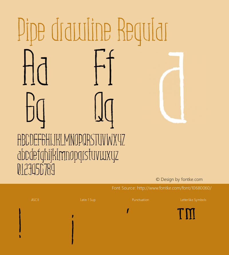 Pipe drawline Regular Version 1.000 Font Sample