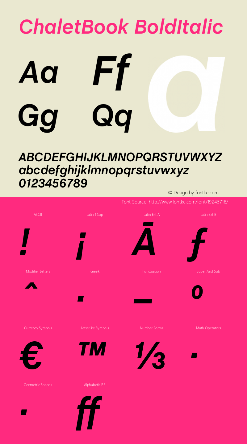 ChaletBook Bold Italic Version 001.000 Font Sample