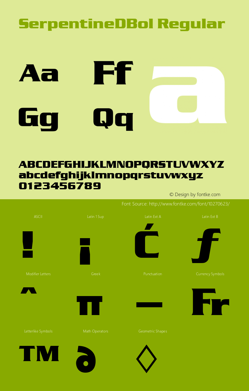 SerpentineDBol Regular Version 001.005 Font Sample