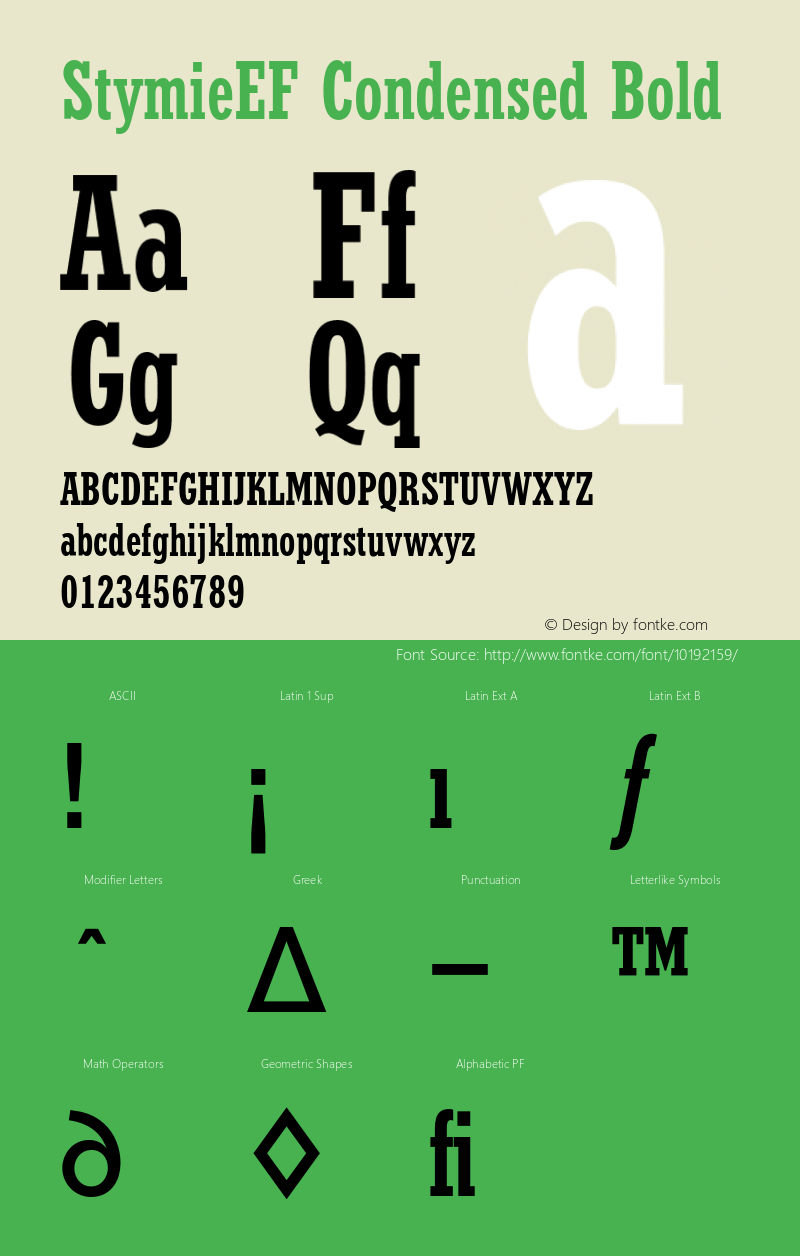 StymieEF Condensed Bold 001.000 Font Sample